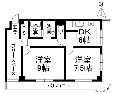南東角部屋、二面バルコニー♪ゆとりのフリースペースを備えた、暮らし広がる間取り。