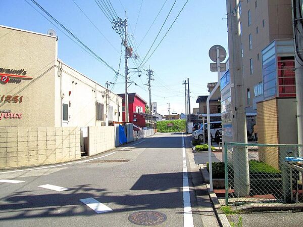 見通しが良く、平坦で綺麗な前面道路。周辺は騒がしすぎず、落ち着いた暮らしが叶う閑静な環境です。