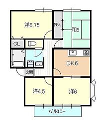 サンビレッジ・一ツ橋A棟 4DKの間取図画像