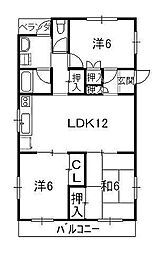 ハイツかおる 3LDKの間取図画像