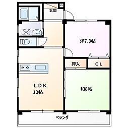 カーサ　ボナール 3階2LDKの間取り