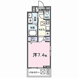 ルーベル桜井 1Kの間取図画像