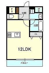 レ・メニュアール薊野 2階ワンルームの間取り