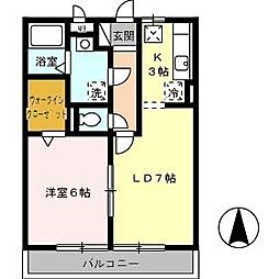ビレッジ北久保C 1LDKの間取図画像