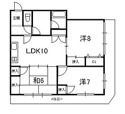 リッツハウス城北 3LDKの間取図画像