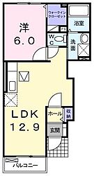ベル・ドゥー・リ　I 1階1LDKの間取り