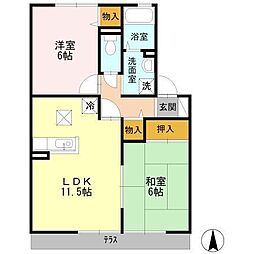 シャンポール2 2LDKの間取図画像