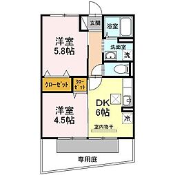 ラ・ペジブル 2DKの間取図画像