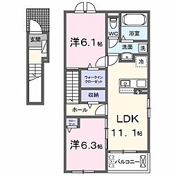 メゾンリアン 2階2LDKの間取り