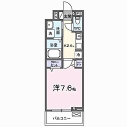 クルール 1Kの間取図画像