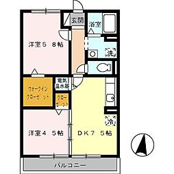ジュネス北御座 2DKの間取図画像