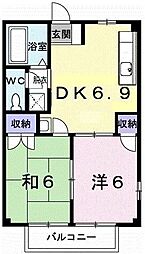 ハイツKUWAO 2DKの間取図画像