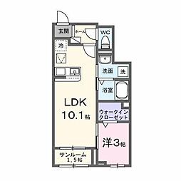 メゾン・ド・ラフォーレリーヴル 1LDKの間取図画像