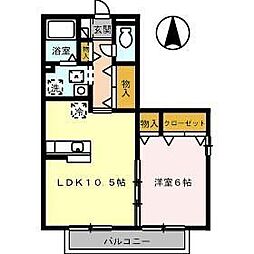 リヴェール北御座A 1LDKの間取図画像