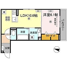 高知市西町 賃貸新築アパート 1LDK 1LDKの間取図画像