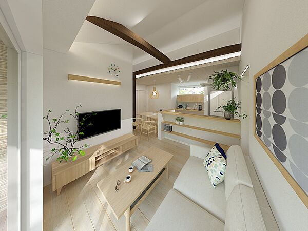 完成予定パース図面 梁がお部屋のアクセントに！ ※変更可