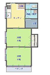 シティーライフハタ 2DKの間取図画像