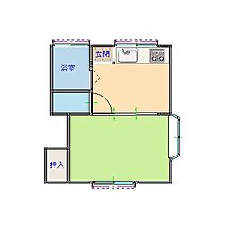 ピアコート西町 2階1DKの間取り