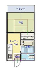 金子コーポ 1階1Kの間取り