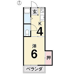 わもん68 1Kの間取図画像