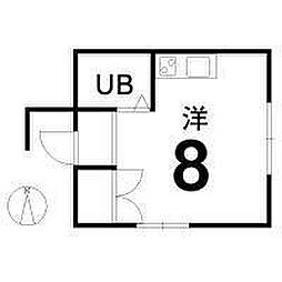 唐人68 4階ワンルームの間取り