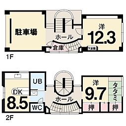 唐人68 1階3DKの間取り