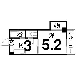 滝本ハイツ 2階1DKの間取り