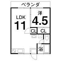 わもん68 1LDKの間取図画像