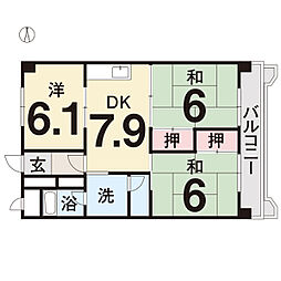 須賀ハイツ 3LDKの間取図画像