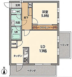 テラコッタ1 1LDKの間取図画像