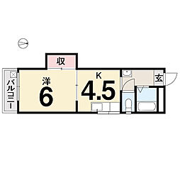 丸の内ロイヤル 2階1DKの間取り