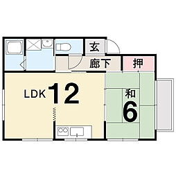 パティオ小高坂 1LDKの間取図画像