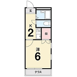 南万々第2レジデンス 1Kの間取図画像