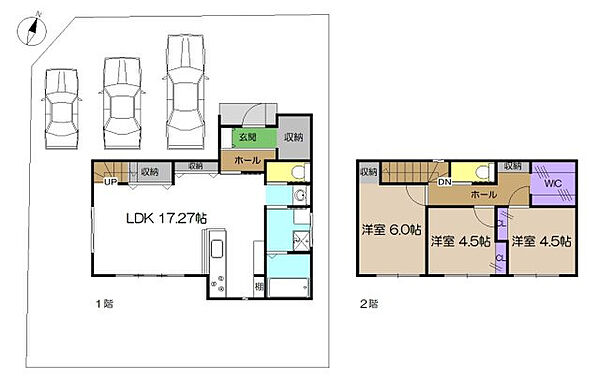 【土地図＋建物プラン例】