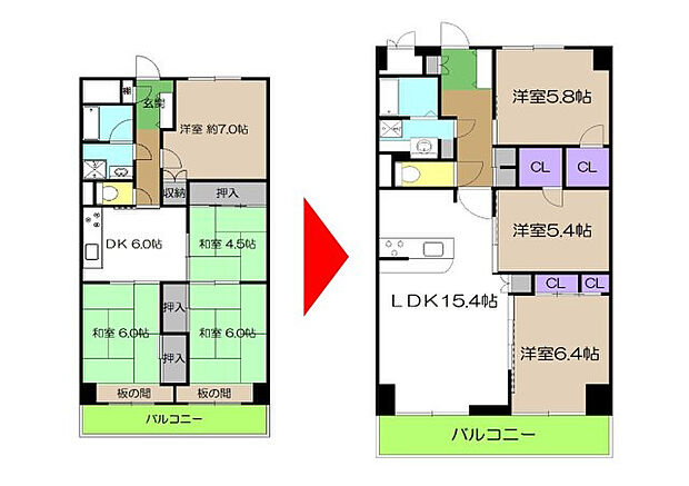 【間取り】フルリノベーションによりきれいピカピカに生まれ変わります♪