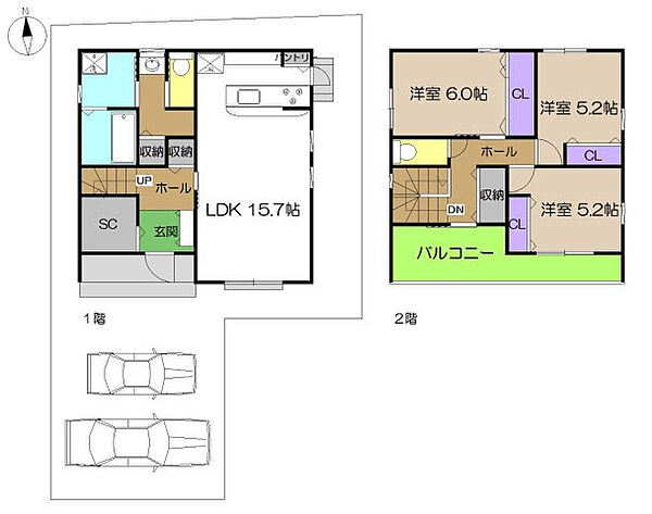 【土地図＋建物プラン例】プランです