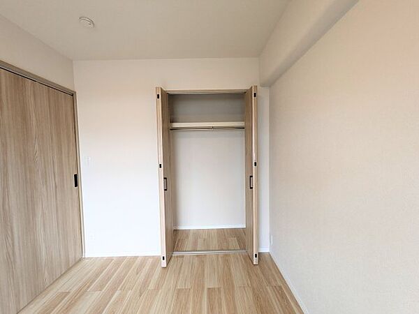ハンガーパイプと枕棚を備えた収納スペース。衣類や小物を整理整頓してすっきり収められます。