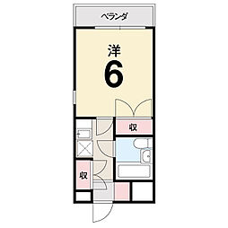アルファ上町 1Kの間取図画像