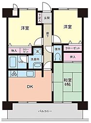 ダイアパレスアクティブスクエア高松西 3DKの間取図画像