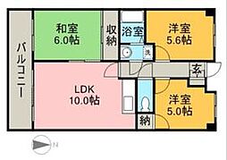 アサヒパレス 3LDKの間取図画像