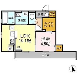 メゾンドーミー 2階1LDKの間取り