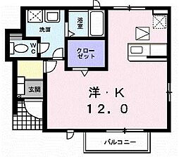 エアリー 1Kの間取図画像