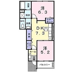 フィオーレ2C 2DKの間取図画像