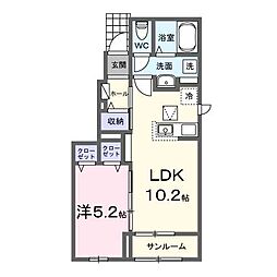 ベル・ヴィオラKXI 1階1LDKの間取り