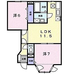 パステーク・古川C 2LDKの間取図画像