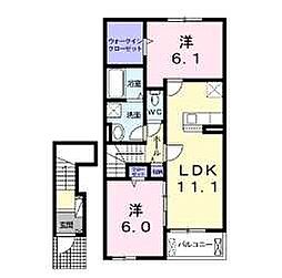 サンリットヴィラXB 2LDKの間取図画像