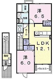 フィオーレ2D 2LDKの間取図画像