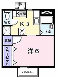 ドミール・ルシパー 1Kの間取図画像