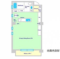 ザグローバルタワー 1Kの間取図画像