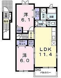 ベルベーユ 2LDKの間取図画像